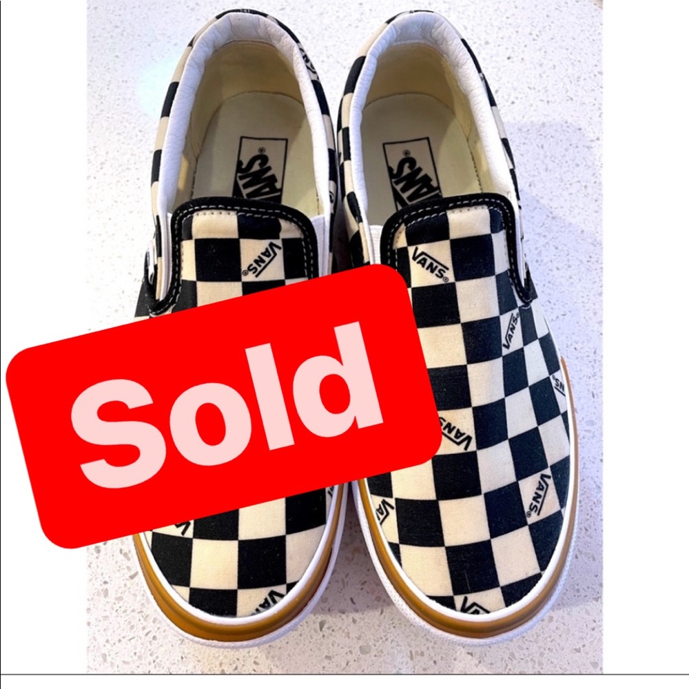 Vans Slip On Stacked platform Checkerboard Skate Shoe - Black / White